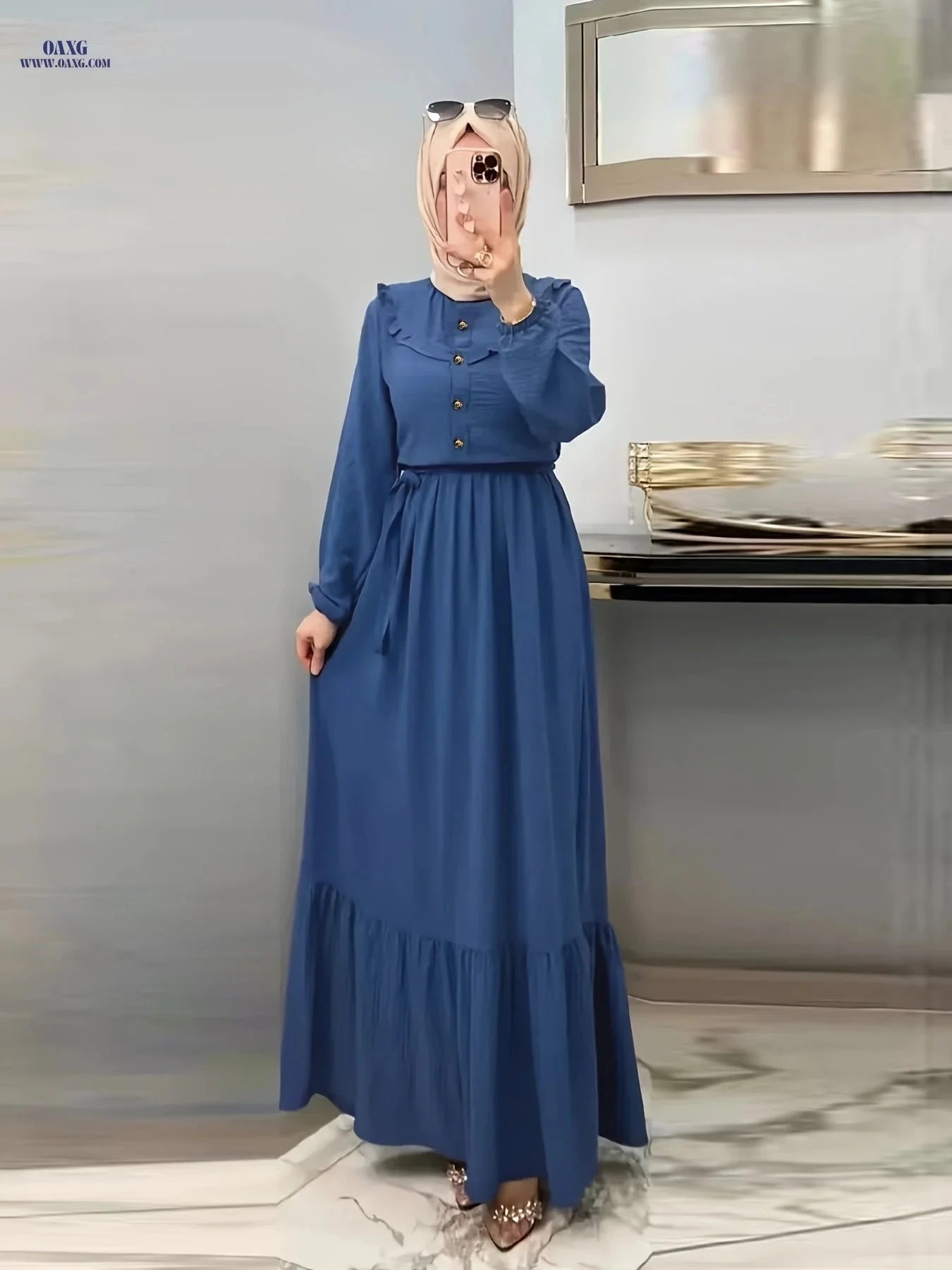 Elegant Solid Color Women's Dress - Casual Long Length Style   OAXG 