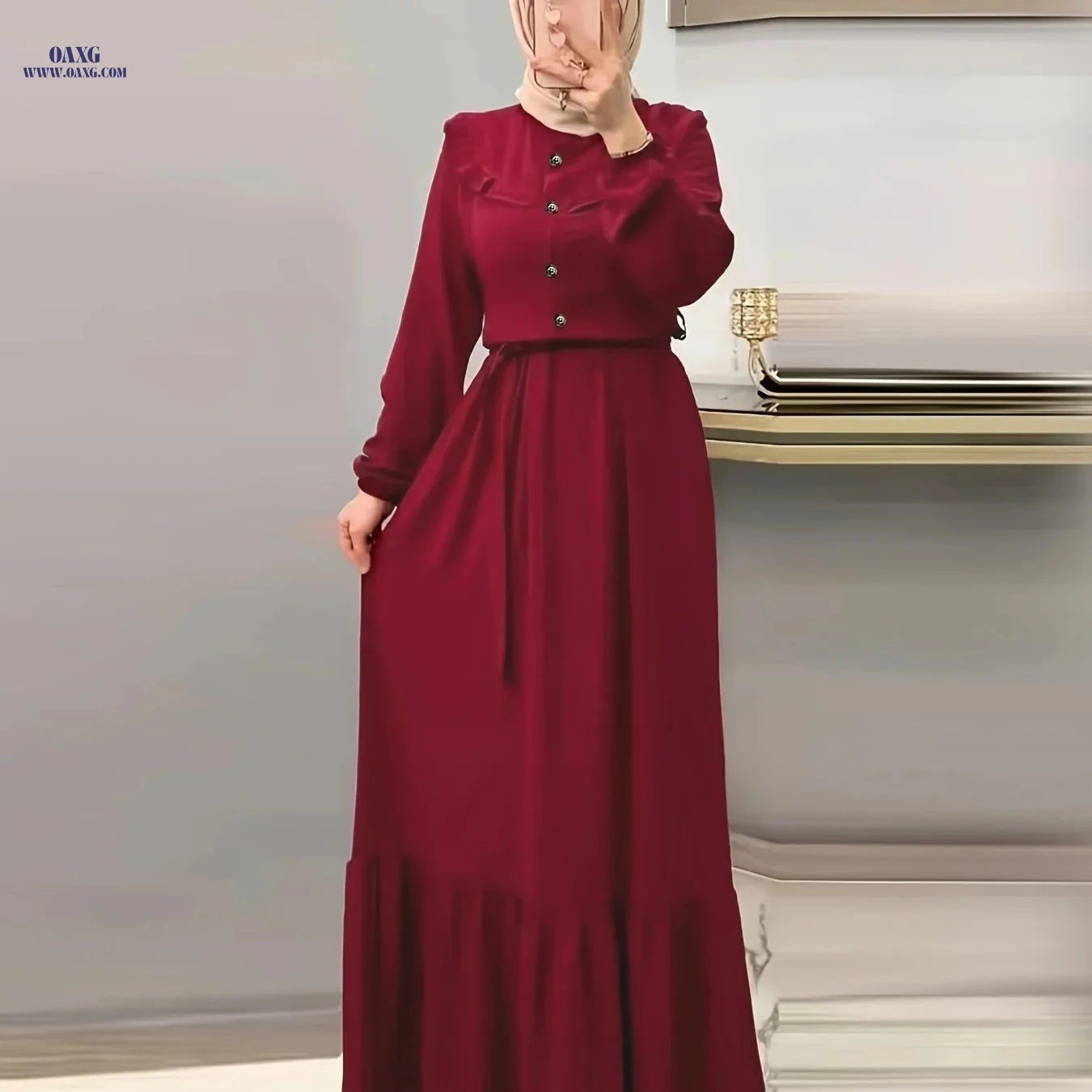 Elegant Solid Color Women's Dress - Casual Long Length Style   OAXG 