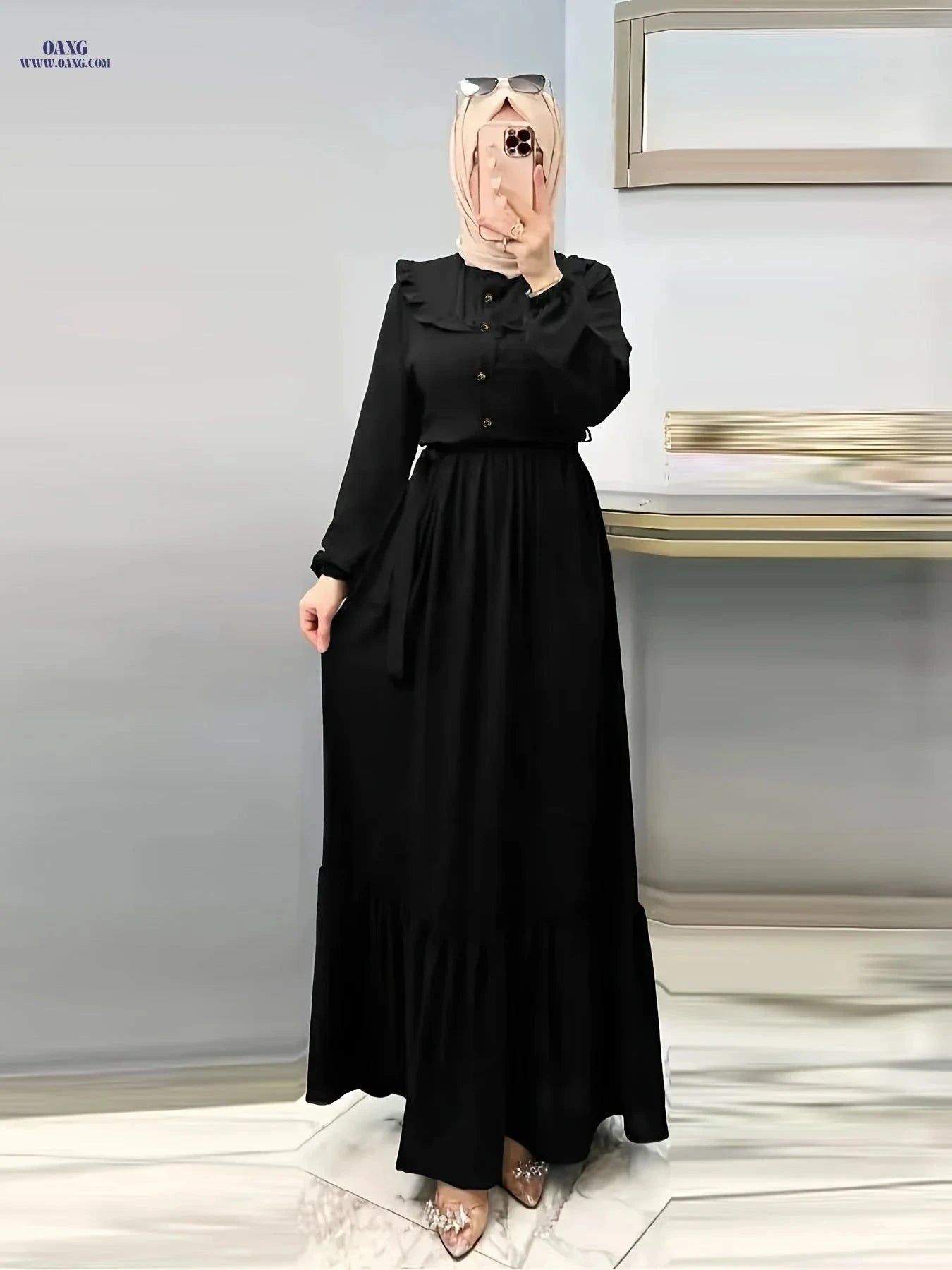 Elegant Solid Color Women's Dress - Casual Long Length Style   OAXG 