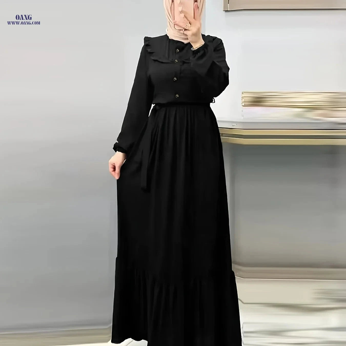 Elegant Solid Color Women's Dress - Casual Long Length Style   OAXG 