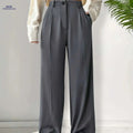 Elegant Solid Color Women's Suit Pants - Dual Pockets for Office   OAXG 