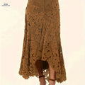 Elegant Solid Lace High-low Skirt - Women's High Waist Fashion   OAXG 