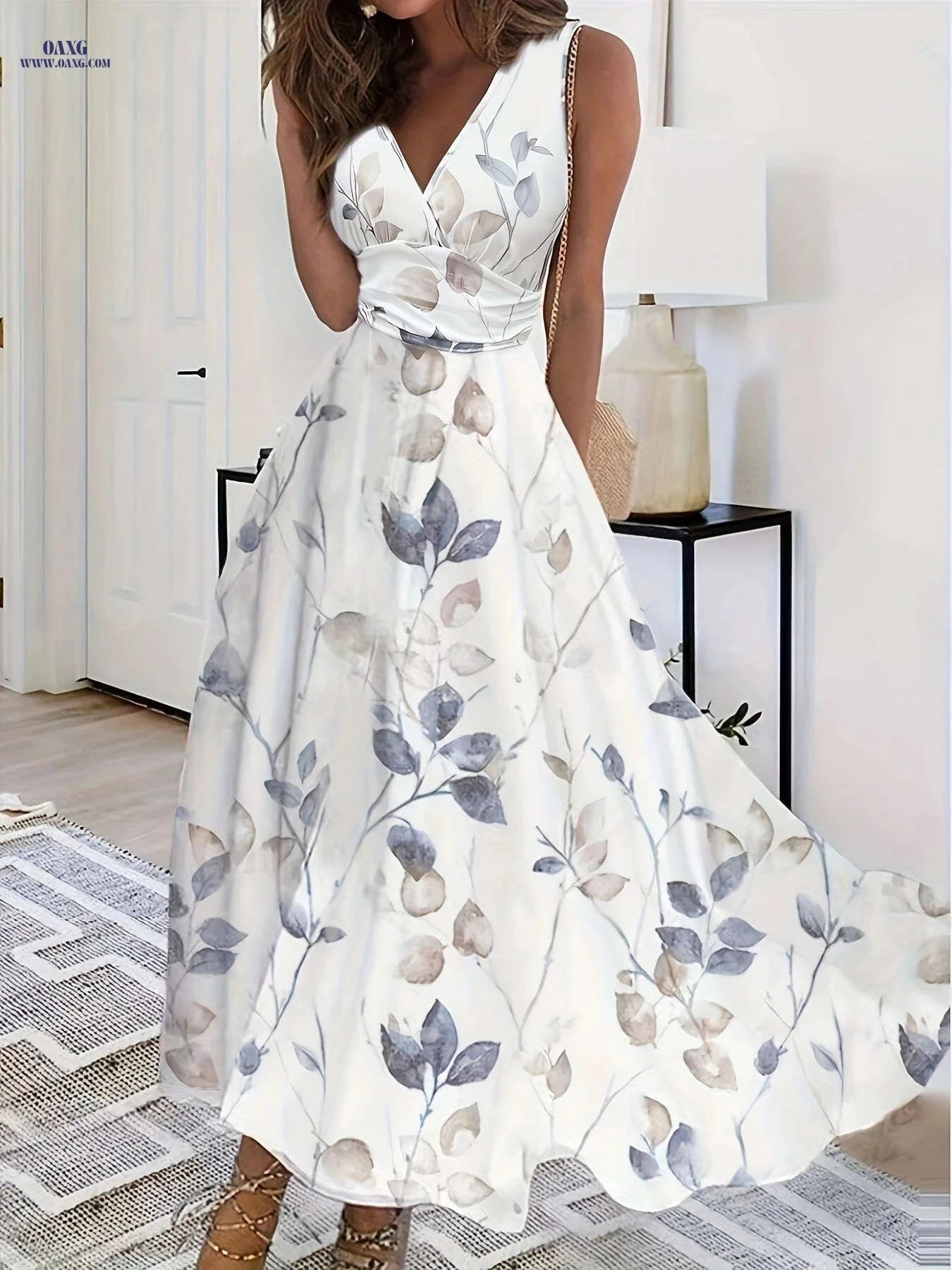 Elegant Spring Summer Printed Dresses - 95% Polyester Fabric   OAXG 