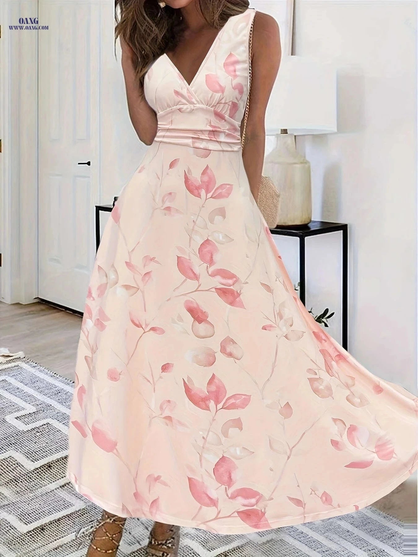 Elegant Spring Summer Printed Dresses - 95% Polyester Fabric   OAXG 