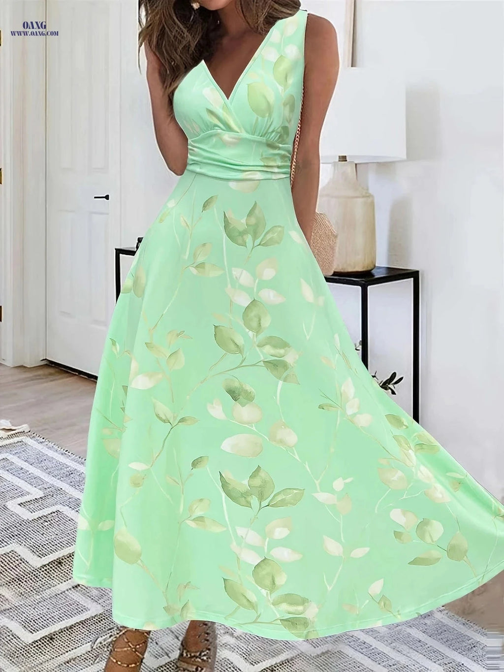 Elegant Spring Summer Printed Dresses - 95% Polyester Fabric   OAXG 