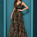 Elegant Spring/Summer Sequin Dress - Slim-Fit V-Neck Evening Gown   OAXG 