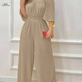 Elegant Square Neck Short Sleeve Wrap Dress Pants for Women   OAXG 