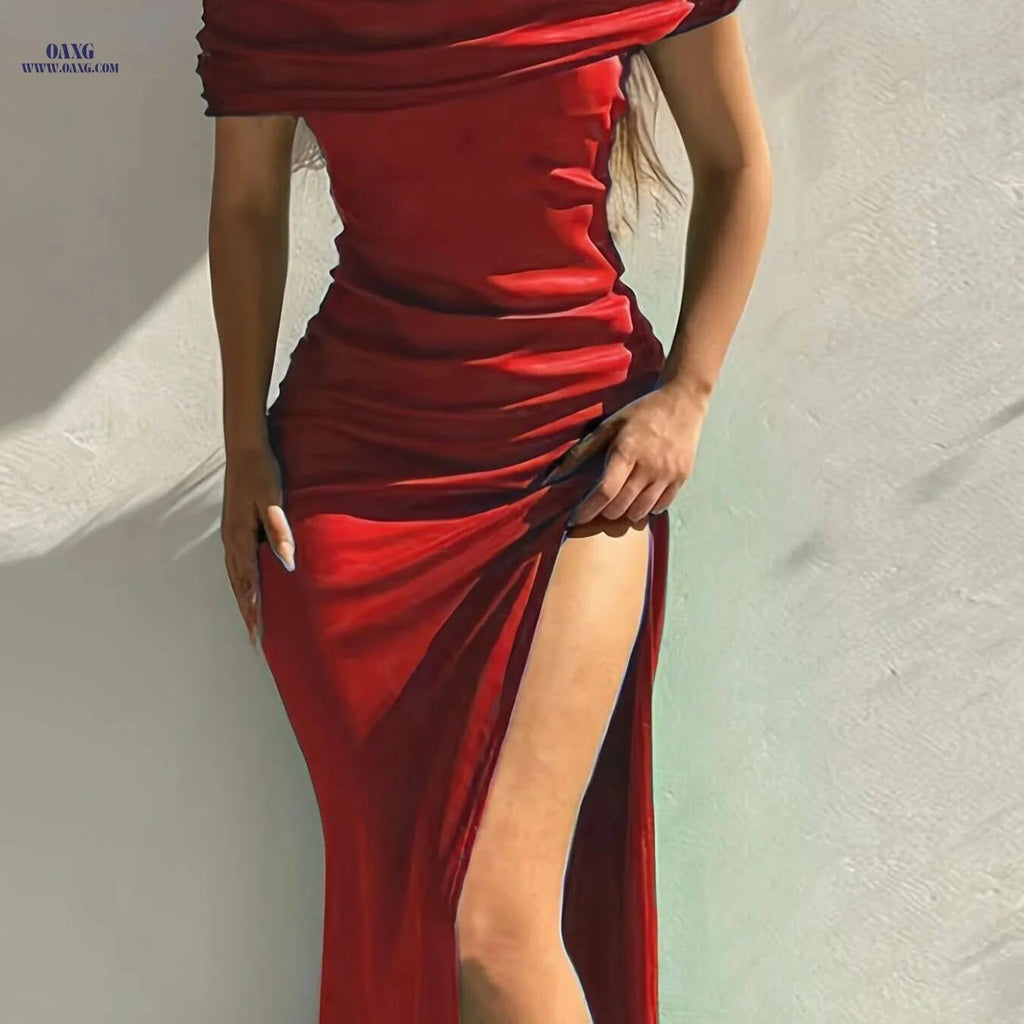 Elegant Strapless Mermaid Evening Gown - Fit and Flare Design   OAXG 