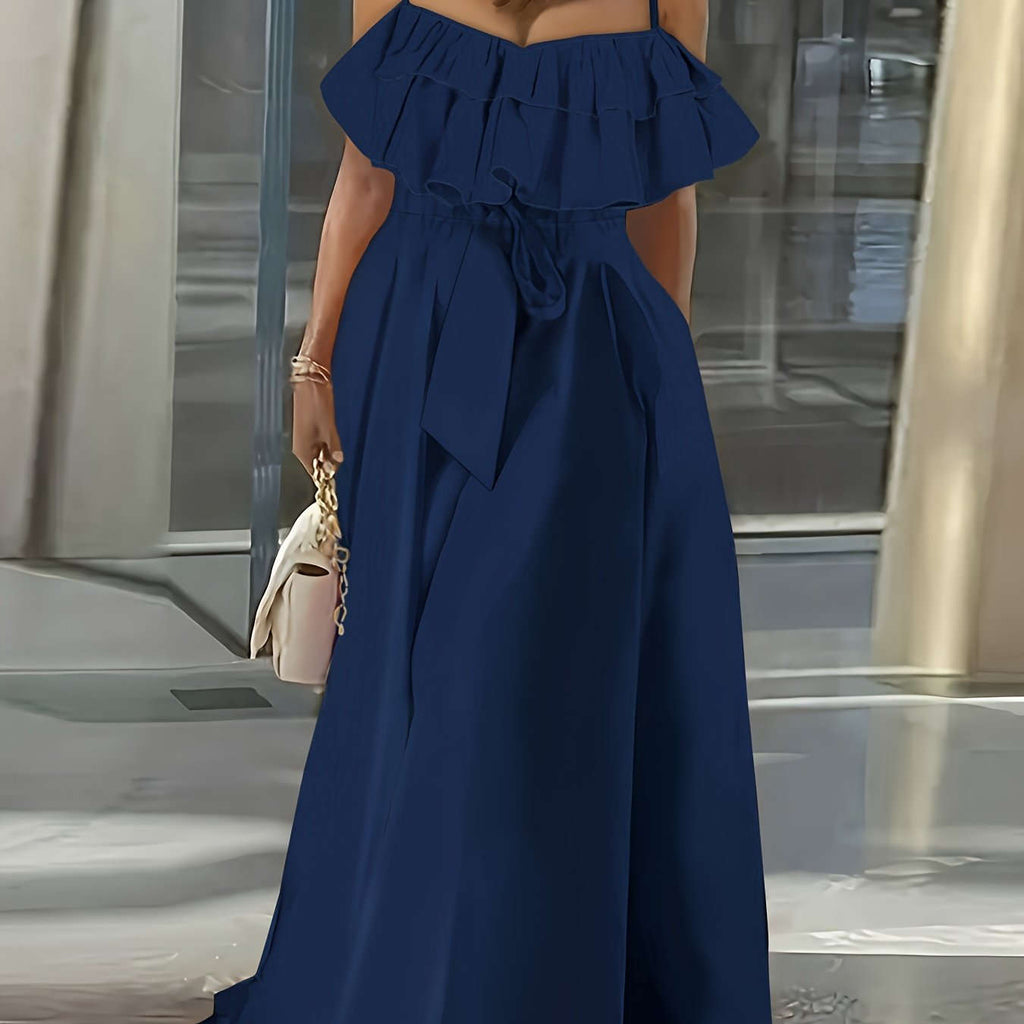 Elegant Strapless Ruffle Trim Long Dress for Women - Spring/Summer   OAXG Bright Yellow / S