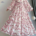 Elegant Striped Crew Neck Abaya Dress - Maxi Length for Modest Fashion   OAXG Pink Color / S