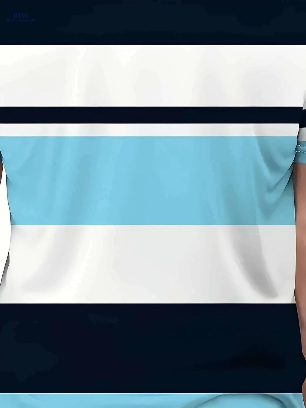 Elegant Striped Men's T-Shirt - Summer Casual, Comfortable Polyester   OAXG Sky Blue / S