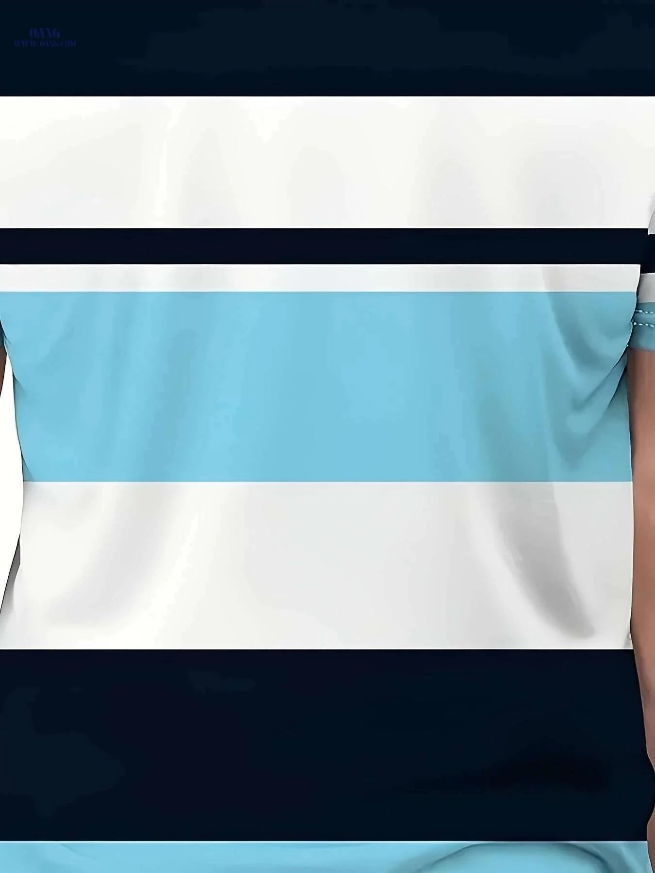 Elegant Striped Men's T-Shirt - Summer Casual, Comfortable Polyester   OAXG Sky Blue / S
