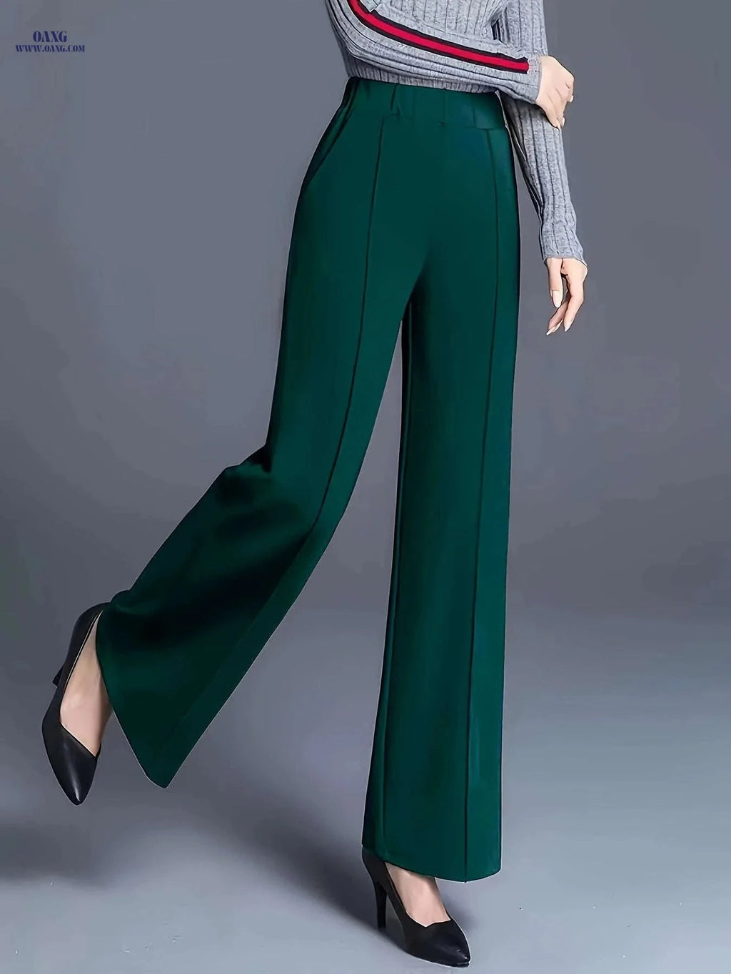 Elegant Summer Slim-Fit Wide-Leg Pants for Women's Office Wear   OAXG 