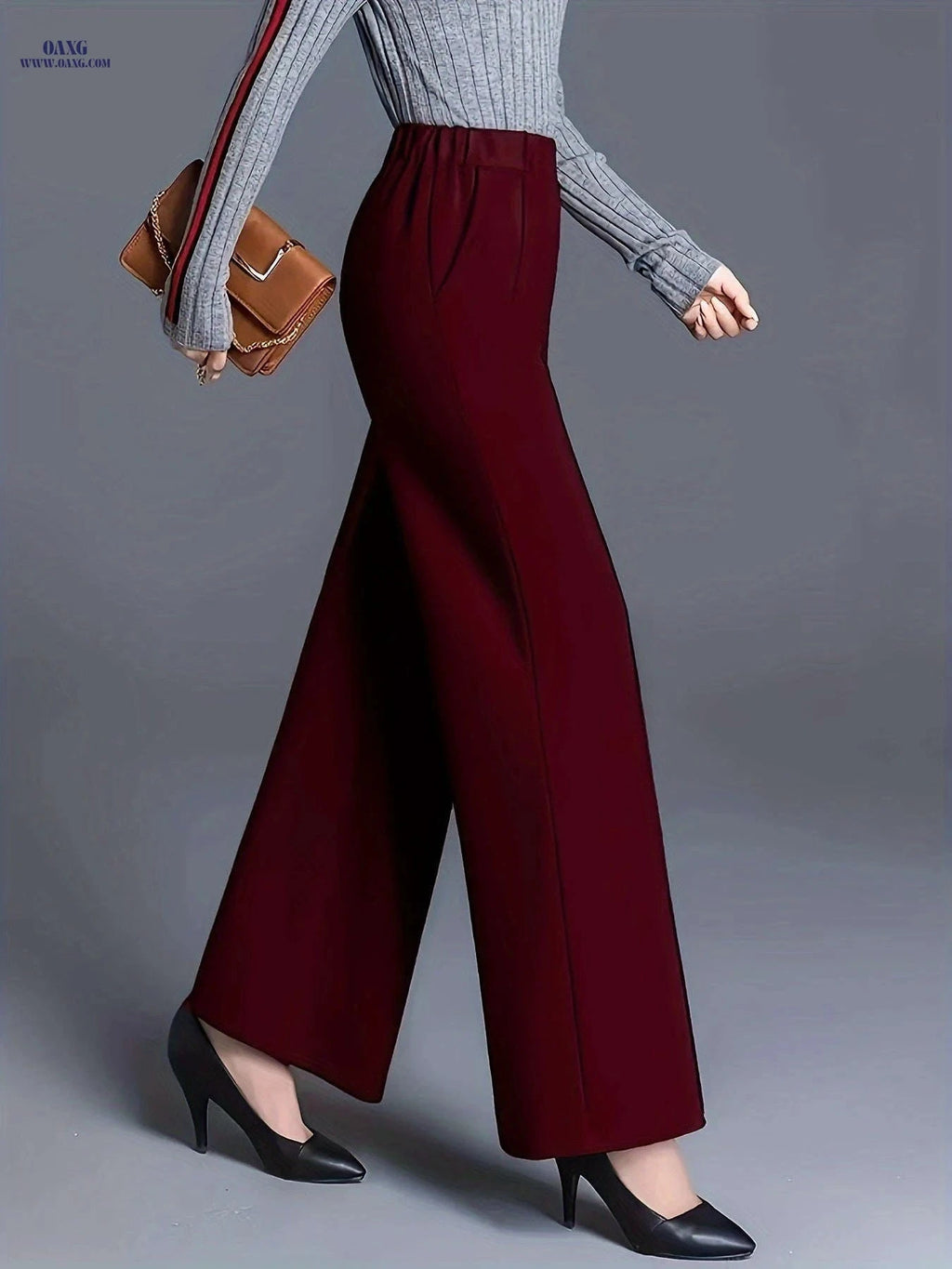 Elegant Summer Slim-Fit Wide-Leg Pants for Women's Office Wear   OAXG Black / S