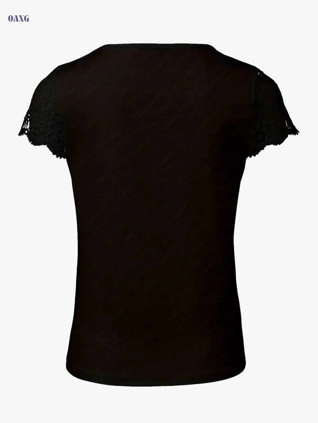 Elegant Summer V-Neck T-Shirt - Water-Soluble Lace Patchwork   OAXG 