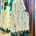 Elegant Tie Dye Print Kaftan Dress - Long Sleeve Loose Fit Maxi   OAXG Apricot / S