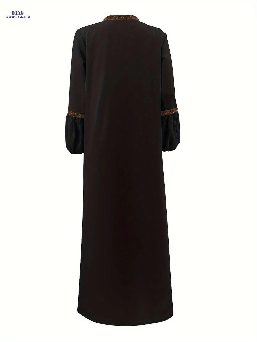 Elegant Two Piece Abaya Set - Ruffle Hem Tank & Lantern Sleeve Cardigan   OAXG Deep Peacock Blue / S