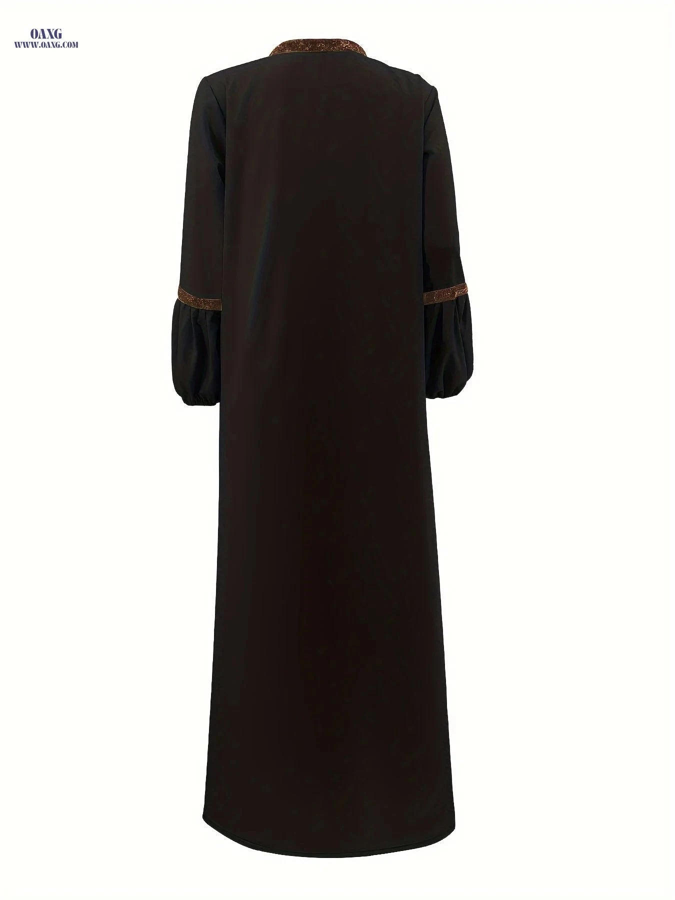 Elegant Two Piece Abaya Set - Ruffle Hem Tank & Lantern Sleeve Cardigan   OAXG Deep Peacock Blue / S