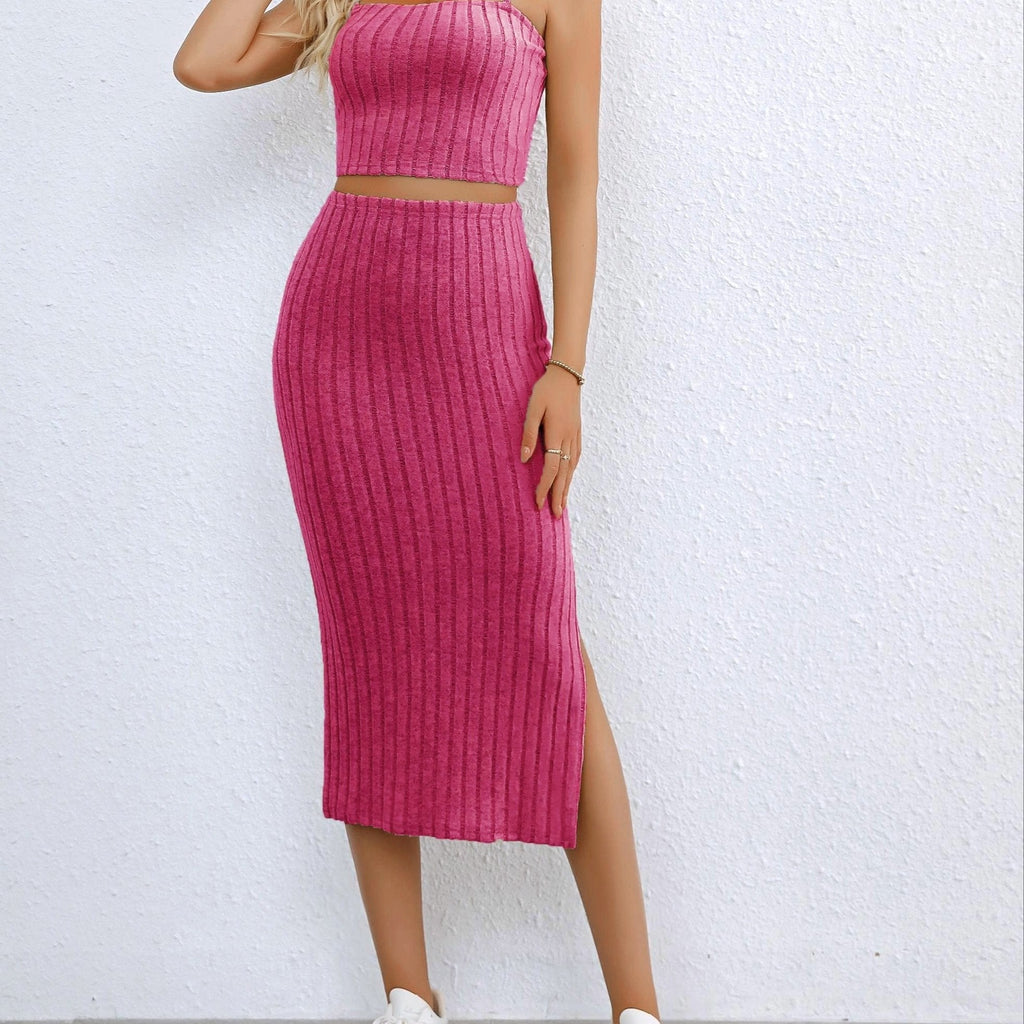 Elegant Two-Piece Dress for Women - Spaghetti Straps, Spring/Summer   OAXG 