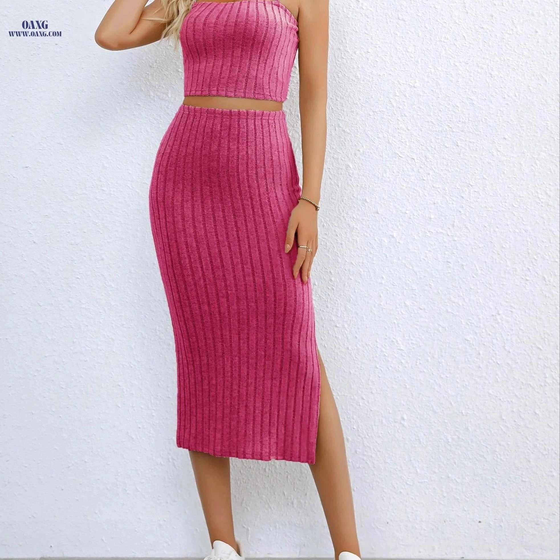 Elegant Two-Piece Dress for Women - Spaghetti Straps, Spring/Summer   OAXG 