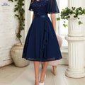 Elegant V-Neck Beaded Sequin A-Line Dress - Hand Washable Gown   OAXG 