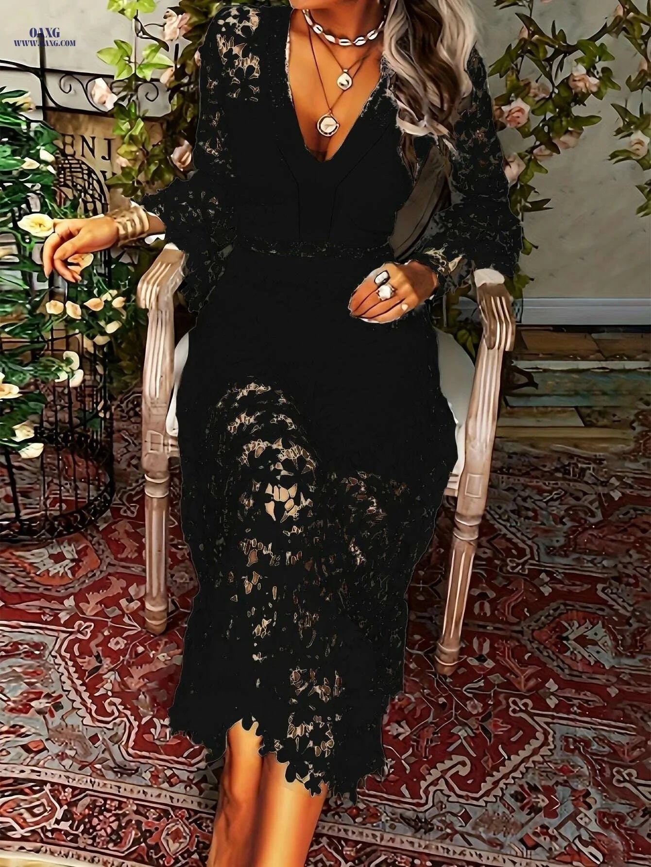 Elegant V Neck Cocktail Dress - Long Sleeve Sheath for Parties   OAXG 