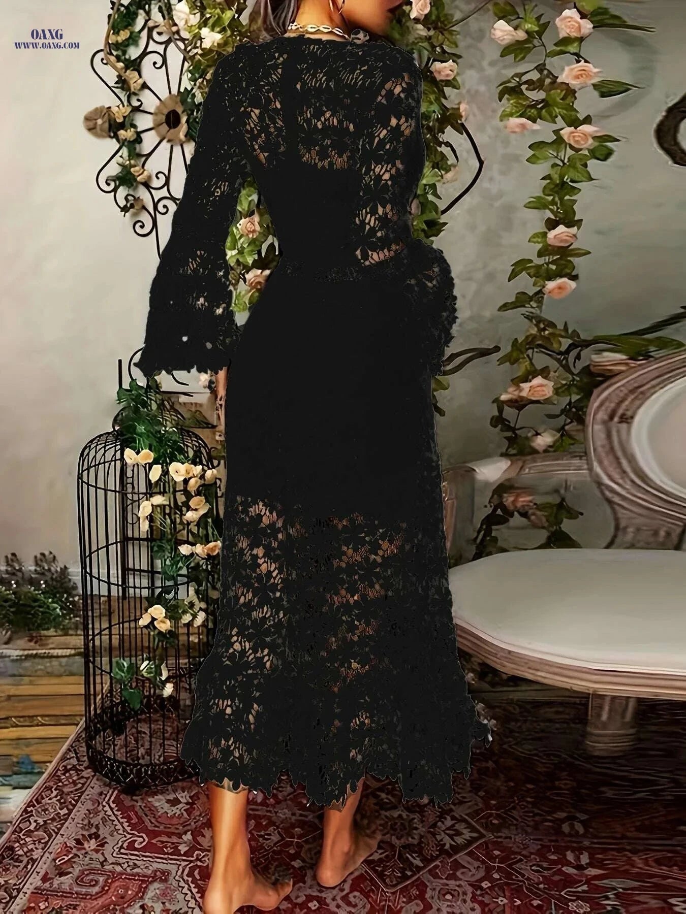 Elegant V Neck Cocktail Dress - Long Sleeve Sheath for Parties   OAXG 