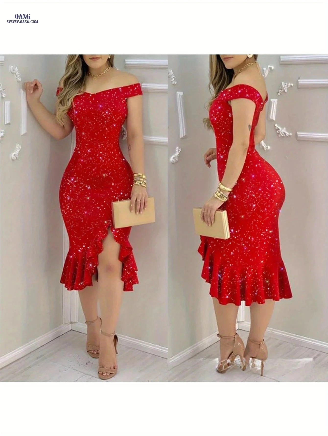 Elegant V-Neck Culottes Dress for Spring/Fall Night Out   OAXG 