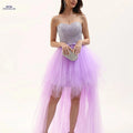 Elegant V-Neck Knee-High Skater Dress - Flared Hem, Solid Color   OAXG Violet / XS
