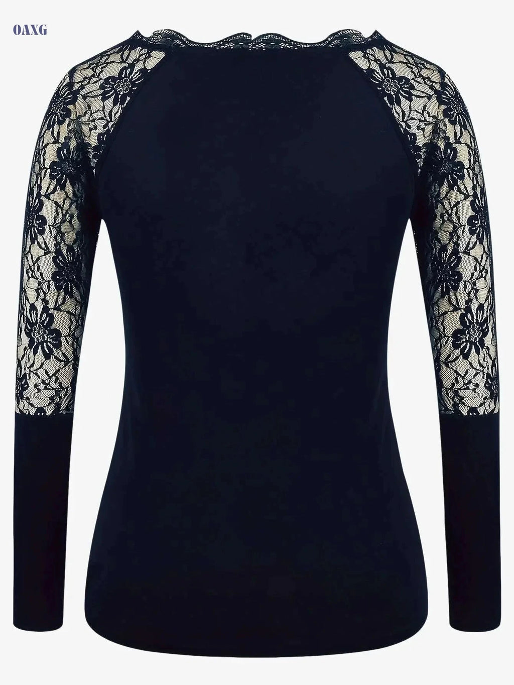 Elegant V Neck Lace Long Sleeve Blouse - Gothic Casual Top   OAXG Black / S