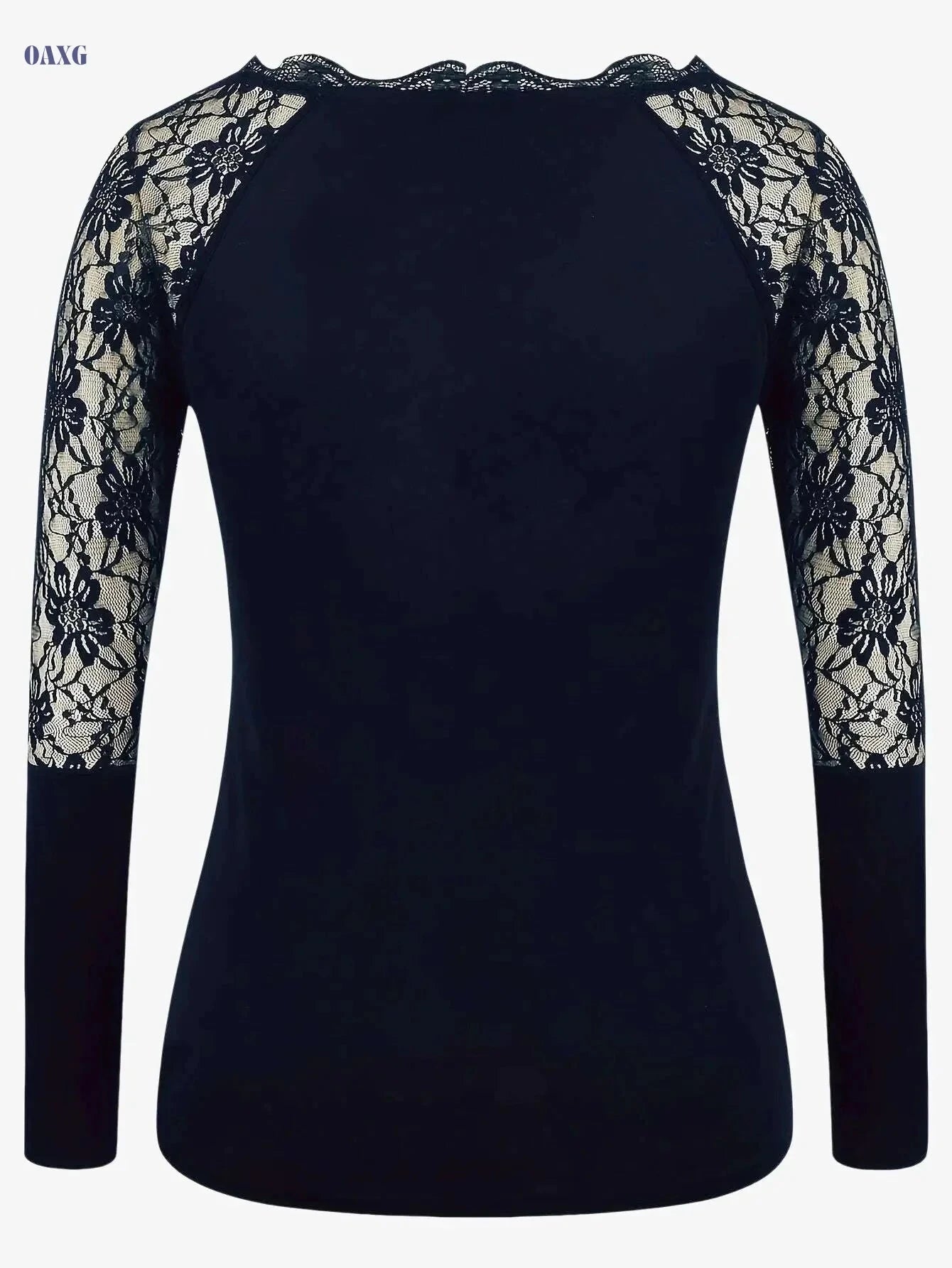 Elegant V Neck Lace Long Sleeve Blouse - Gothic Casual Top   OAXG Black / S