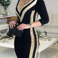 Elegant V-Neck Sequin Evening Gown - Perfect for Parties & Weddings   OAXG 