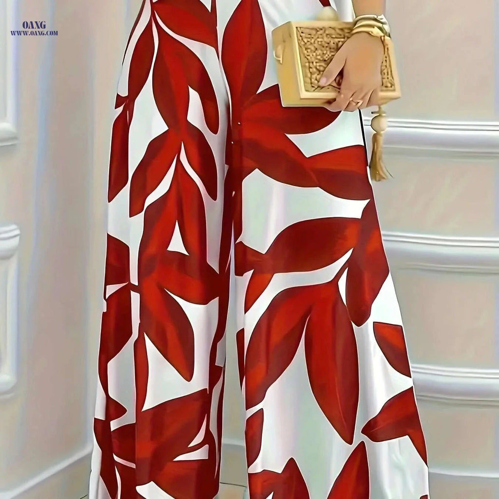 Elegant Western Style Wide Leg Pants - Comfortable Elastic Waist   OAXG 