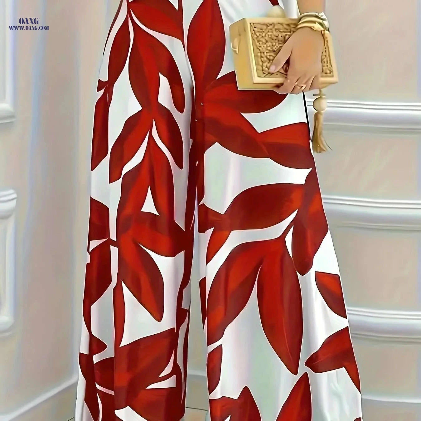 Elegant Western Style Wide Leg Pants - Comfortable Elastic Waist   OAXG 
