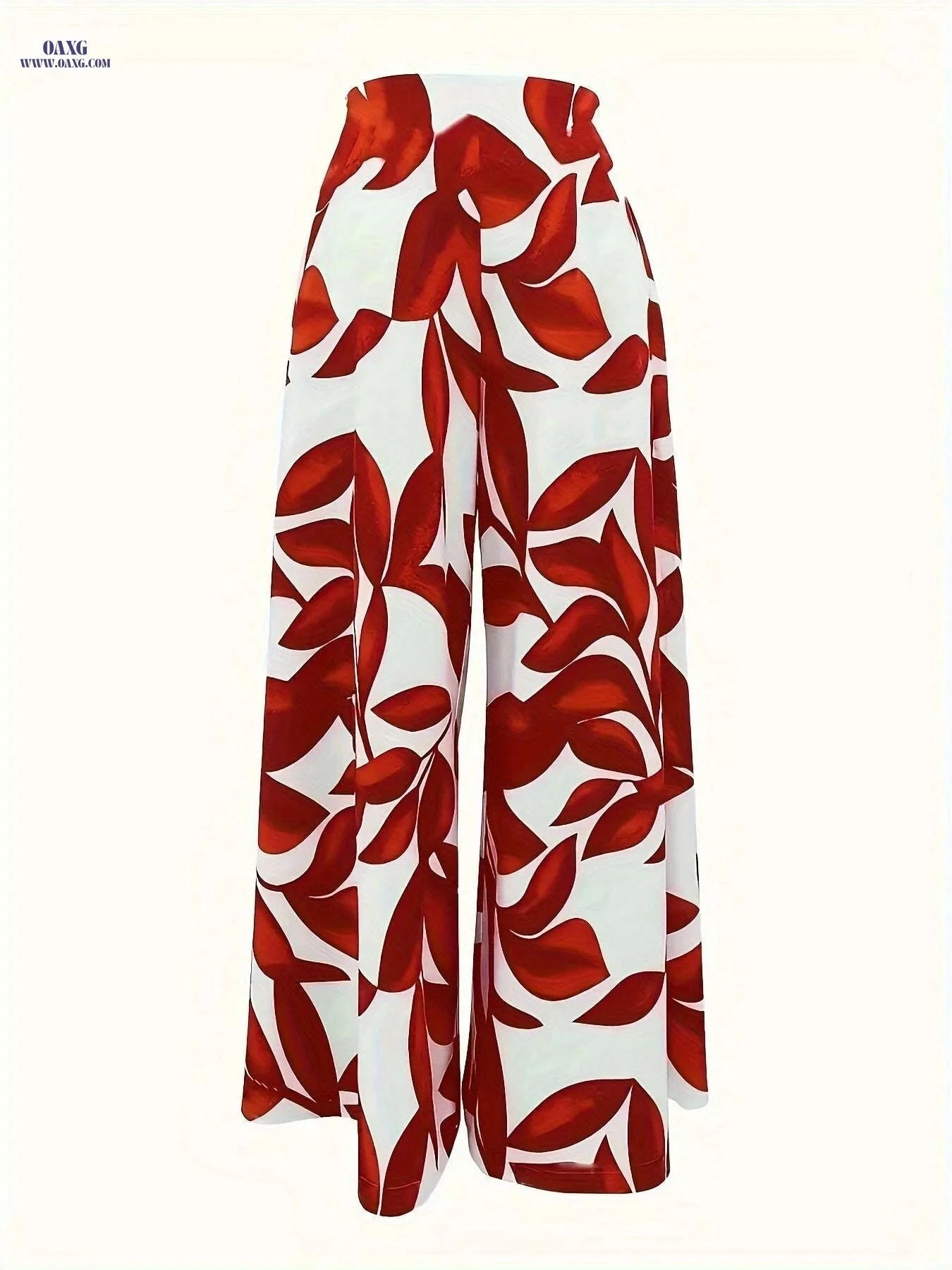 Elegant Western Style Wide Leg Pants - Comfortable Elastic Waist   OAXG Brick Red / S