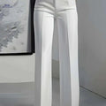 Elegant White Straight Leg Pants for Women - Office & Formal Wear   OAXG 