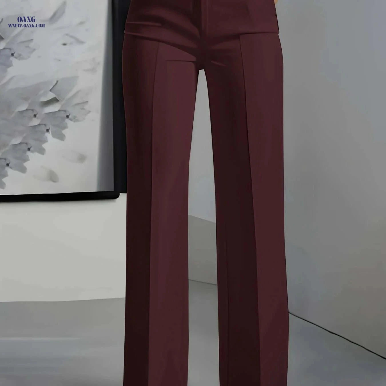 Elegant White Straight Leg Pants for Women - Office & Formal Wear   OAXG 