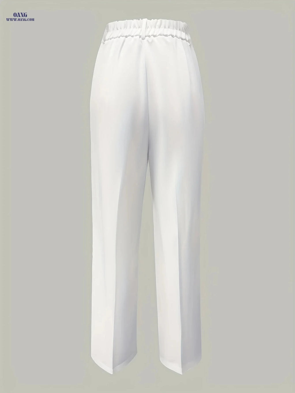 Elegant White Trousers for Women - Button Closure, Versatile Style   OAXG 