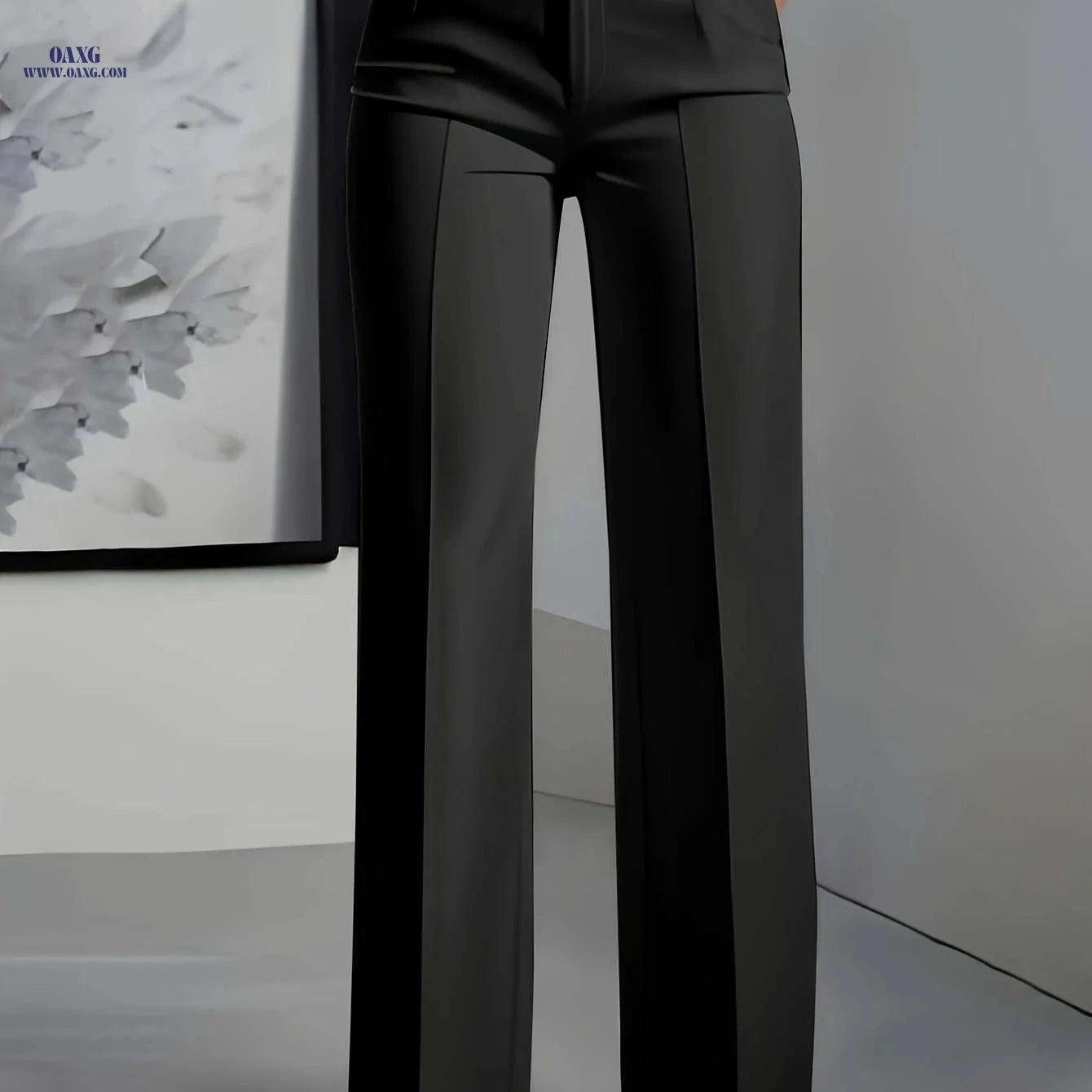 Elegant White Trousers for Women - Button Closure, Versatile Style   OAXG 