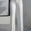 Elegant White Trousers for Women - Button Closure, Versatile Style   OAXG White / S