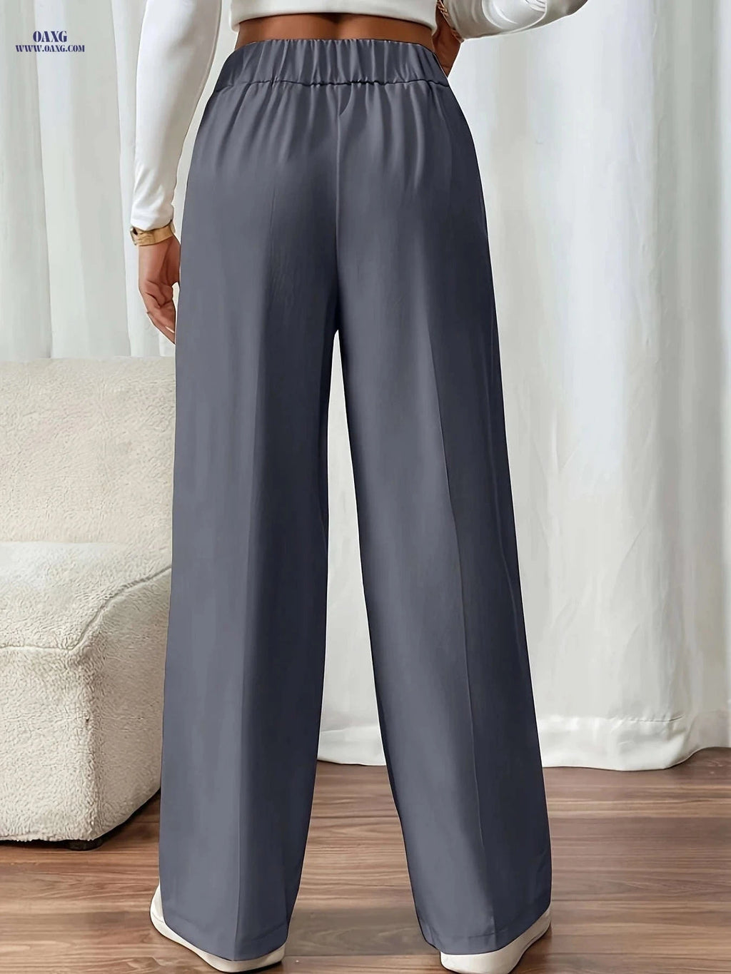 Elegant Wide-Leg Pants for Women - High Waist, Casual Style   OAXG Apricot / S