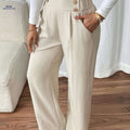 Elegant Wide-Leg Pants for Women - High Waist, Casual Style   OAXG Apricot / S