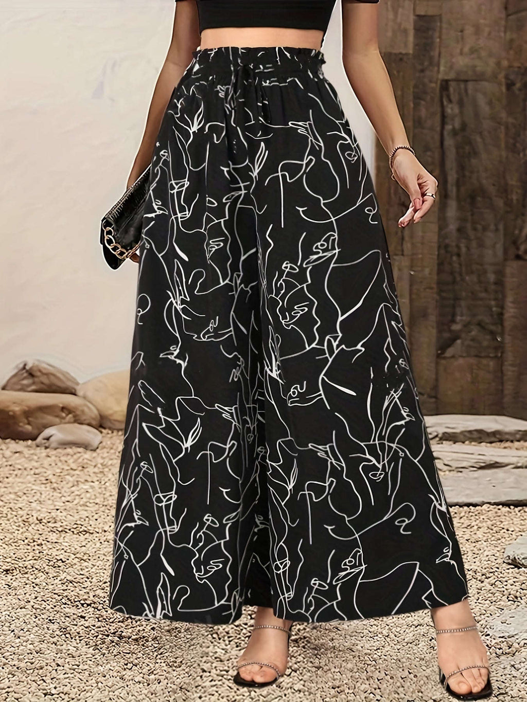 Elegant Wide-Leg Trousers - Comfortable Casual & Dressy Wear   OAXG Black / Asian S