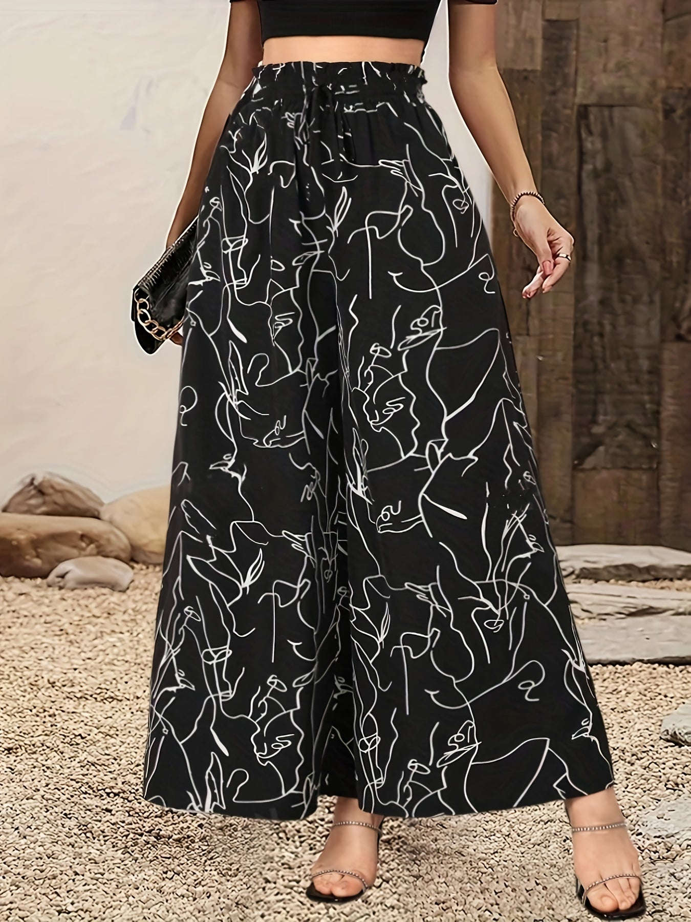 Elegant Wide-Leg Trousers - Comfortable Casual & Dressy Wear   OAXG Black / Asian S