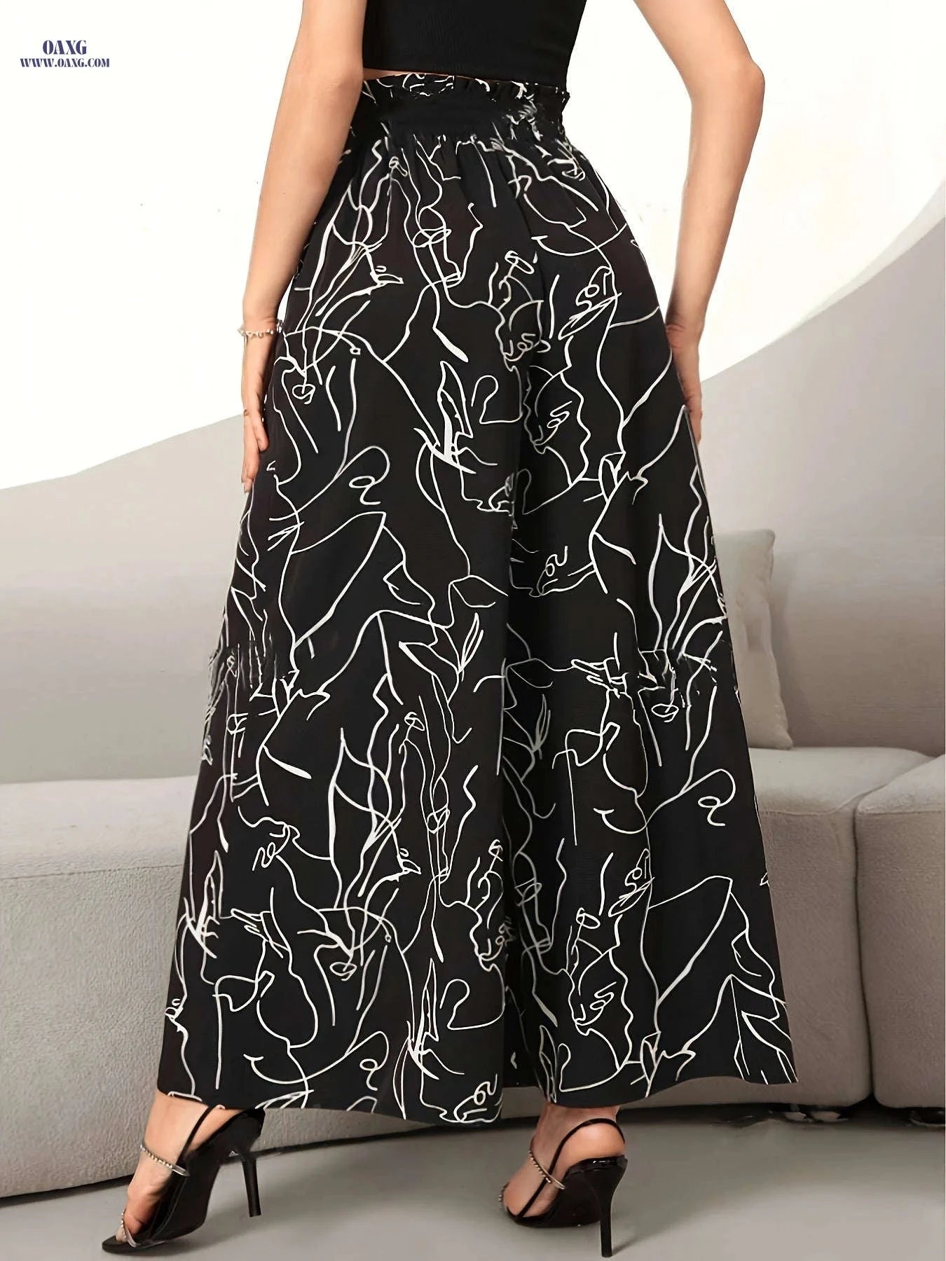 Elegant Wide-Leg Trousers - Comfortable Casual & Dressy Wear   OAXG Black / Asian S
