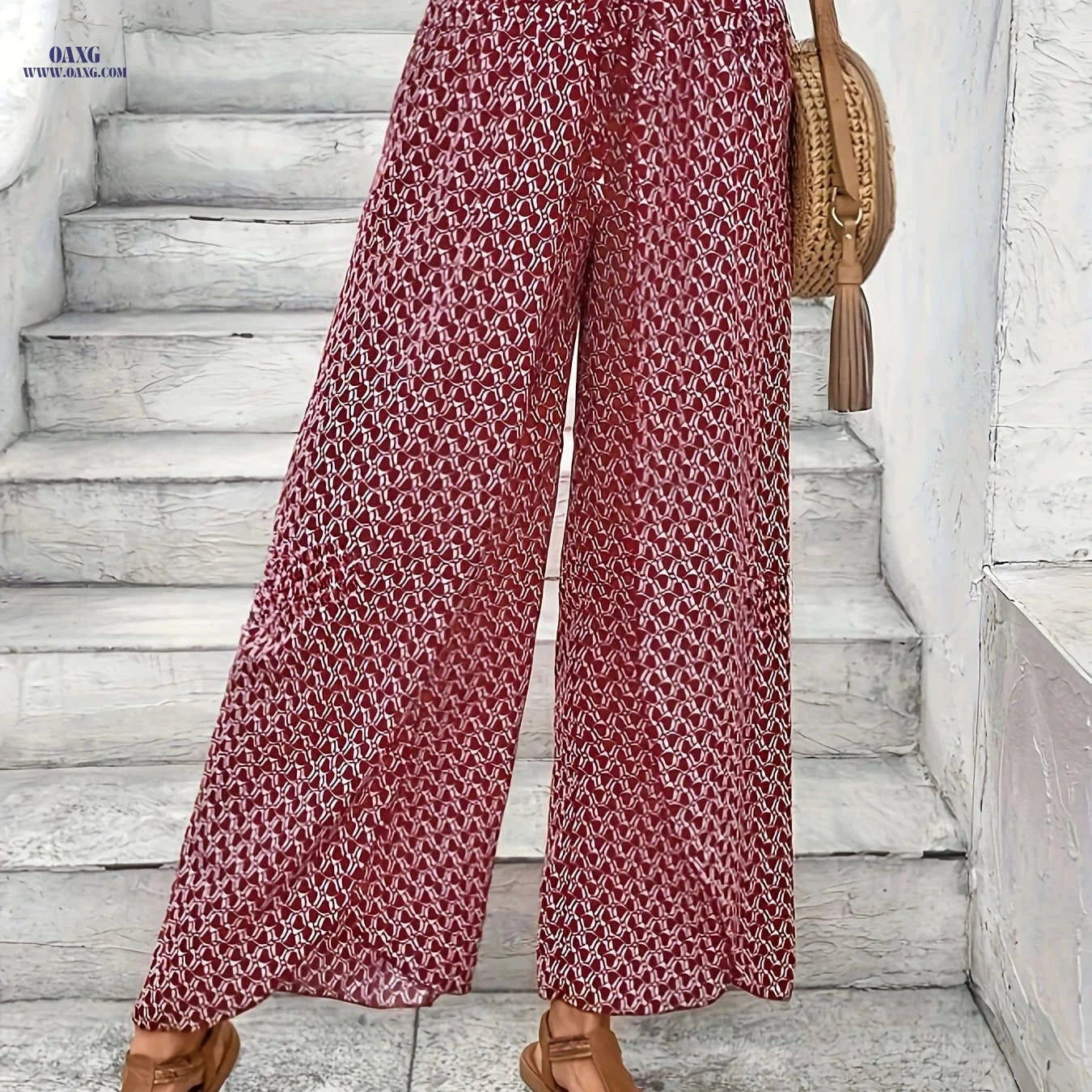 Elegant Wide-Leg Tulip Hem Pants - Tied Waist, Summer Style   OAXG 【Multicolor】 / XS