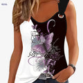 Elegant Women's 3D Butterfly Pattern V-Neck Tank Top - Summer Wear   OAXG Mixed Color / S
