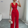 Elegant Women's Autumn Cardigan Vest & Pants Set for Office Wear   OAXG 