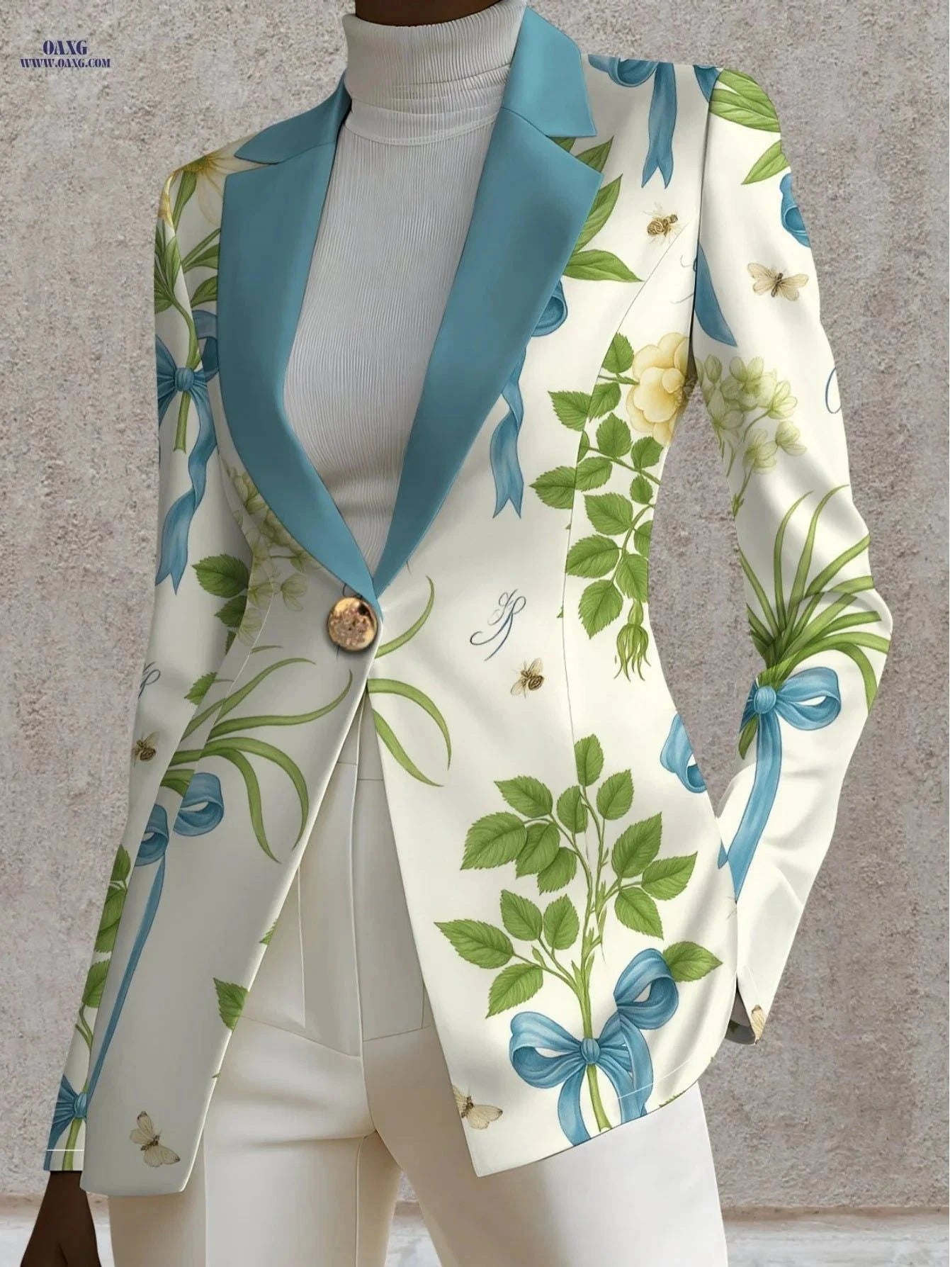 Elegant Women’s Autumn Coats - Floral Print, Long Sleeve Style   OAXG Mixed colors / S