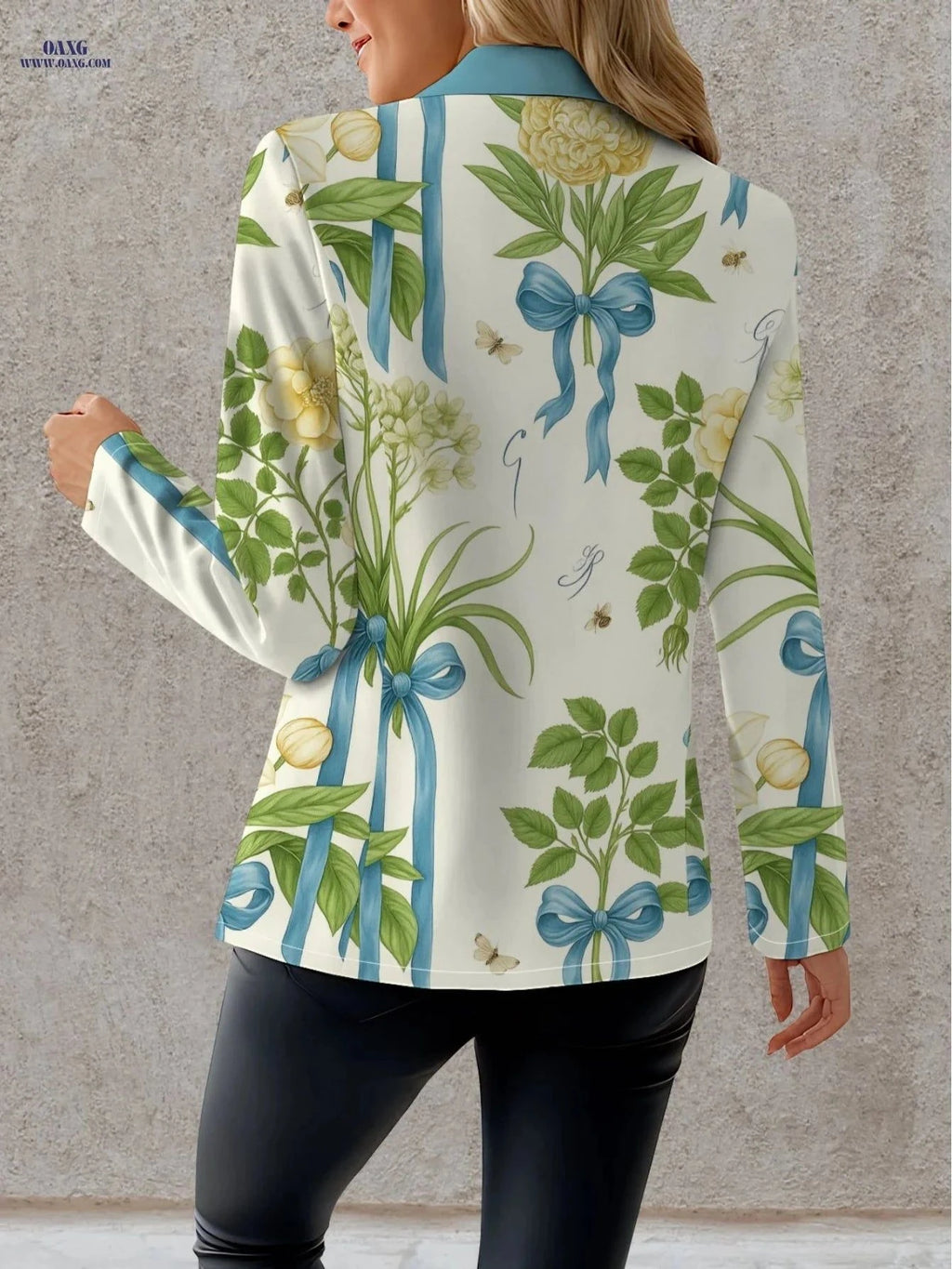 Elegant Women’s Autumn Coats - Floral Print, Long Sleeve Style   OAXG Mixed colors / S
